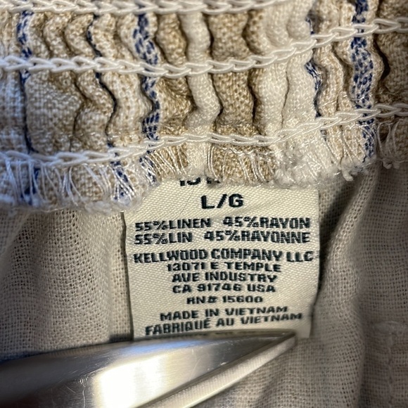 Briggs New York | Women's | Beige Striped Pull On Linen Blend Short - Size Large - Picture 7 of 11